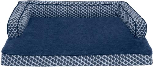 Show full view: FurHaven Comfy Couch Cooling Gel Cat & Dog Bed with Removable Cover, Diamond Blue, Large slide 3 of 10