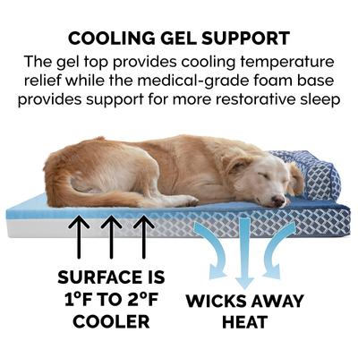 Show full view: FurHaven Comfy Couch Cooling Gel Cat & Dog Bed with Removable Cover, Diamond Blue, Large slide 7 of 10