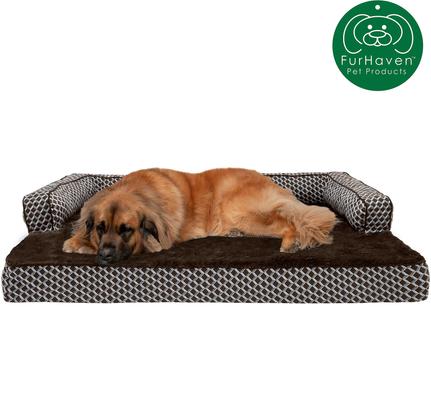 Show full view: FurHaven Comfy Couch Cooling Gel Cat & Dog Bed with Removable Cover, Diamond Brown, Jumbo Plus slide 5 of 11