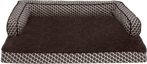 Show full view: FurHaven Comfy Couch Cooling Gel Cat & Dog Bed with Removable Cover, Diamond Brown, Large slide 3 of 10