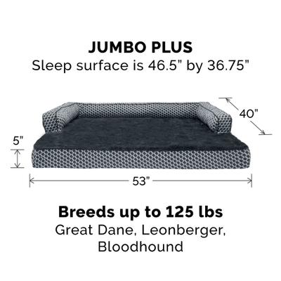Show full view: FurHaven Comfy Couch Cooling Gel Cat & Dog Bed with Removable Cover, Diamond Gray, Jumbo Plus slide 5 of 9