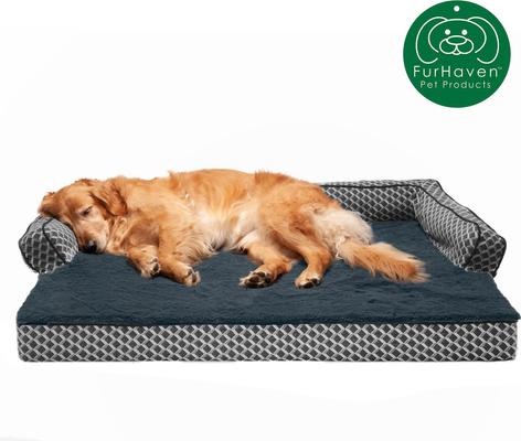 Show full view: FurHaven Comfy Couch Cooling Gel Cat & Dog Bed with Removable Cover, Diamond Gray, Jumbo slide 4 of 10