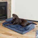 FurHaven Comfy Couch Orthopedic Bolster Dog Bed with Removable Cover, Diamond Blue, Large