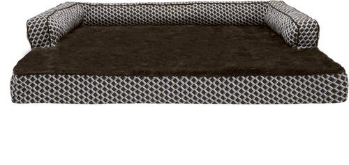 Show full view: FurHaven Comfy Couch Orthopedic Bolster Dog Bed with Removable Cover, Diamond Brown, Jumbo Plus slide 3 of 11