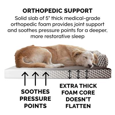 Show full view: FurHaven Comfy Couch Orthopedic Bolster Dog Bed with Removable Cover, Diamond Brown, Jumbo Plus slide 6 of 11