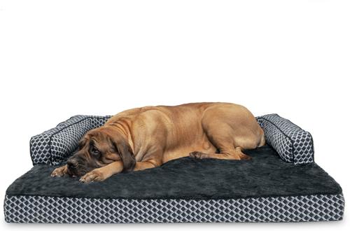 Show full view: FurHaven Comfy Couch Orthopedic Bolster Dog Bed with Removable Cover, Diamond Gray, Jumbo Plus slide 4 of 11