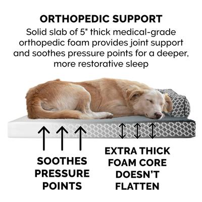 Show full view: FurHaven Comfy Couch Orthopedic Bolster Dog Bed with Removable Cover, Diamond Gray, Jumbo Plus slide 6 of 11