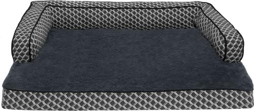 Show full view: FurHaven Comfy Couch Orthopedic Bolster Dog Bed with Removable Cover, Diamond Gray, Large slide 4 of 12