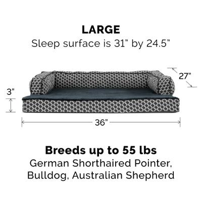 Show full view: FurHaven Comfy Couch Orthopedic Bolster Dog Bed with Removable Cover, Diamond Gray, Large slide 6 of 12