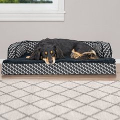 FurHaven Comfy Couch Orthopedic Bolster Dog Bed with Removable Cover, Diamond Gray, Medium