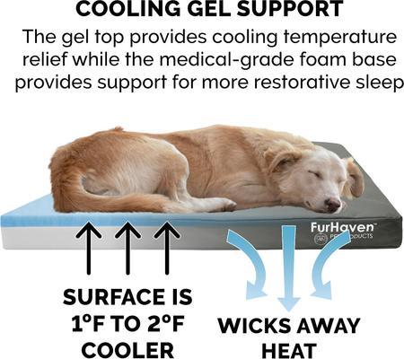 Show full view: FurHaven Deluxe Oxford Cooling Gel Indoor/Outdoor Dog & Cat Bed with Removable Cover, Large, Stone Grey slide 7 of 10