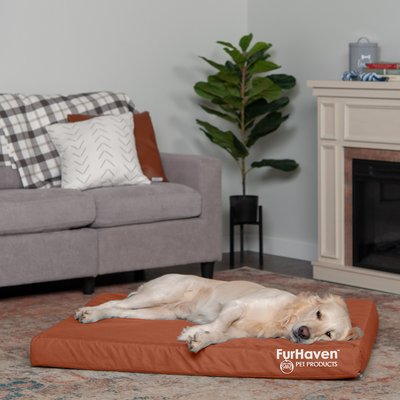 FurHaven FurHaven Deluxe Oxford Full Support Dog & Cat Bed with Removable Cover, Chestnut, Jumbo