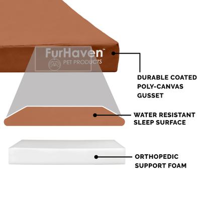 Show full view: FurHaven Deluxe Oxford Full Support Dog & Cat Bed with Removable Cover, Chestnut, Large slide 6 of 10