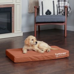 FurHaven Deluxe Oxford Full Support Dog & Cat Bed with Removable Cover, Chestnut, Medium