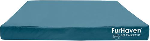 Show full view: FurHaven Deluxe Oxford Full Support Dog & Cat Bed with Removable Cover, Deep Lagoon, Jumbo Plus slide 4 of 11