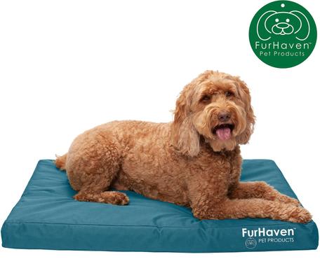 Show full view: FurHaven Deluxe Oxford Full Support Dog & Cat Bed with Removable Cover, Deep Lagoon, Large slide 5 of 11