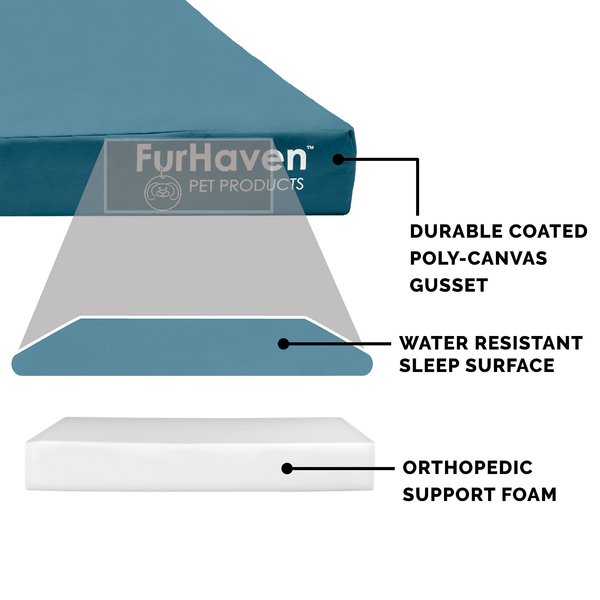 Show full view: FurHaven Deluxe Oxford Full Support Dog & Cat Bed with Removable Cover, Deep Lagoon, Large slide 6 of 10
