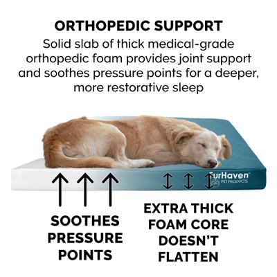 Show full view: FurHaven Deluxe Oxford Full Support Dog & Cat Bed with Removable Cover, Deep Lagoon, Large slide 8 of 11