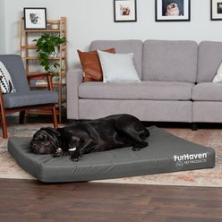FurHaven Deluxe Oxford Full Support Dog & Cat Bed with Removable Cover, Stone Gray, Jumbo Plus