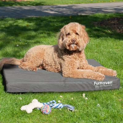 Show full view: FurHaven Deluxe Oxford Full Support Dog & Cat Bed with Removable Cover, Stone Gray, Large slide 1 of 11