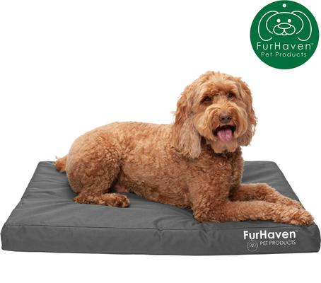 Show full view: FurHaven Deluxe Oxford Full Support Dog & Cat Bed with Removable Cover, Stone Gray, Large slide 5 of 11