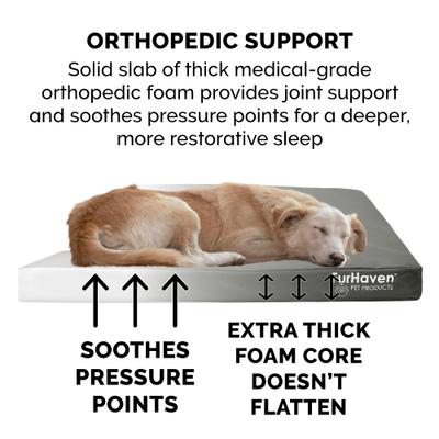Show full view: FurHaven Deluxe Oxford Full Support Dog & Cat Bed with Removable Cover, Stone Gray, Large slide 8 of 11