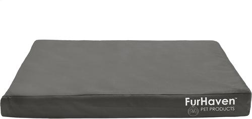 Show full view: FurHaven Deluxe Oxford Full Support Dog & Cat Bed with Removable Cover, Stone Gray, Medium slide 3 of 10
