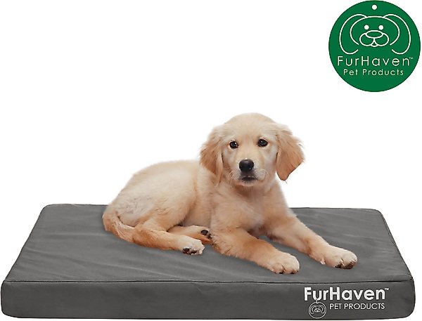 Show full view: FurHaven Deluxe Oxford Full Support Dog & Cat Bed with Removable Cover, Stone Gray, Medium slide 4 of 10
