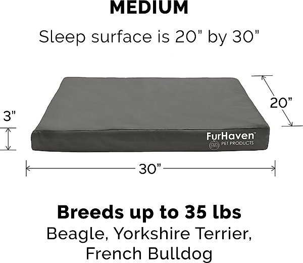 Show full view: FurHaven Deluxe Oxford Full Support Dog & Cat Bed with Removable Cover, Stone Gray, Medium slide 5 of 10
