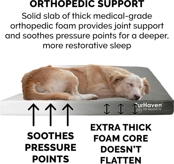 Show full view: FurHaven Deluxe Oxford Full Support Dog & Cat Bed with Removable Cover, Stone Gray, Medium slide 7 of 10