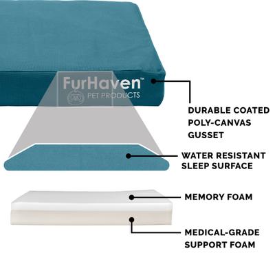 Show full view: FurHaven Deluxe Oxford Memory Foam Indoor/Outdoor Dog & Cat Bed with Removable Cover, Jumbo, Deep Lagoon slide 6 of 10