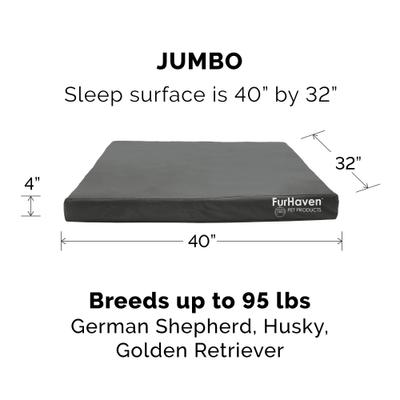 Show full view: FurHaven Deluxe Oxford Memory Foam Indoor/Outdoor Dog & Cat Bed with Removable Cover, Jumbo, Stone Grey slide 6 of 11