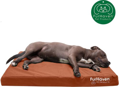 Show full view: FurHaven Deluxe Oxford Memory Foam Indoor/Outdoor Dog & Cat Bed with Removable Cover, Large, Chestnut slide 4 of 10