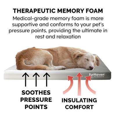 Show full view: FurHaven Deluxe Oxford Memory Foam Indoor/Outdoor Dog & Cat Bed with Removable Cover, Large, Stone Grey slide 7 of 10