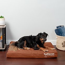 FurHaven Deluxe Oxford Memory Foam Indoor/Outdoor Dog & Cat Bed with Removable Cover, Medium Chestnut