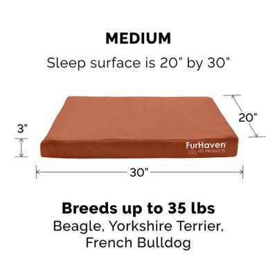 Show full view: FurHaven Deluxe Oxford Memory Foam Indoor/Outdoor Dog & Cat Bed with Removable Cover, Medium Chestnut slide 5 of 10