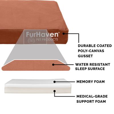 Show full view: FurHaven Deluxe Oxford Memory Foam Indoor/Outdoor Dog & Cat Bed with Removable Cover, Medium Chestnut slide 6 of 10