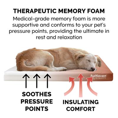 Show full view: FurHaven Deluxe Oxford Memory Foam Indoor/Outdoor Dog & Cat Bed with Removable Cover, Medium Chestnut slide 7 of 10
