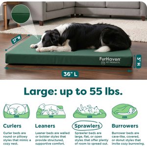 FurHaven Deluxe Oxford Orthopedic Indoor/Outdoor Dog & Cat Bed with Removable Cover, Large, Chestnut