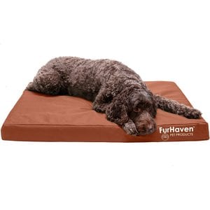 FurHaven Deluxe Oxford Orthopedic Indoor/Outdoor Dog & Cat Bed with Removable Cover, Large, Chestnut