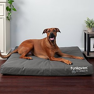FurHaven Deluxe Oxford Orthopedic Indoor/Outdoor Dog & Cat Bed with Removable Cover, Jumbo, Stone Grey
