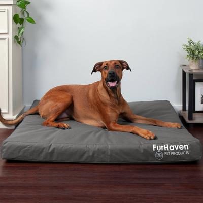 Show full view: FurHaven Deluxe Oxford Orthopedic Indoor/Outdoor Dog & Cat Bed with Removable Cover, Jumbo, Stone Grey slide 1 of 10