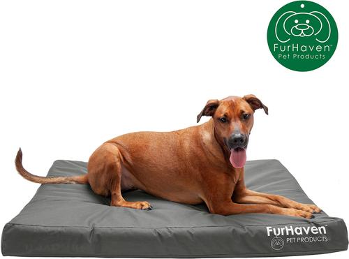 Show full view: FurHaven Deluxe Oxford Orthopedic Indoor/Outdoor Dog & Cat Bed with Removable Cover, Jumbo, Stone Grey slide 4 of 10