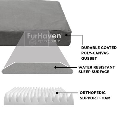 Show full view: FurHaven Deluxe Oxford Orthopedic Indoor/Outdoor Dog & Cat Bed with Removable Cover, Jumbo, Stone Grey slide 6 of 10