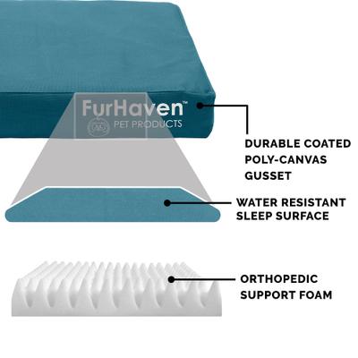Show full view: FurHaven Deluxe Oxford Orthopedic Indoor/Outdoor Dog & Cat Bed with Removable Cover, Large, Deep Lagoon slide 6 of 10