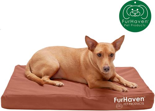 Show full view: FurHaven Deluxe Oxford Orthopedic Indoor/Outdoor Dog & Cat Bed with Removable Cover, Medium, Chestnut slide 5 of 11