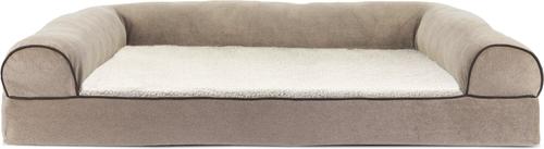Show full view: FurHaven Faux Fleece Memory Top Bolster Dog Bed with Removable Cover, Cream, Jumbo slide 3 of 11