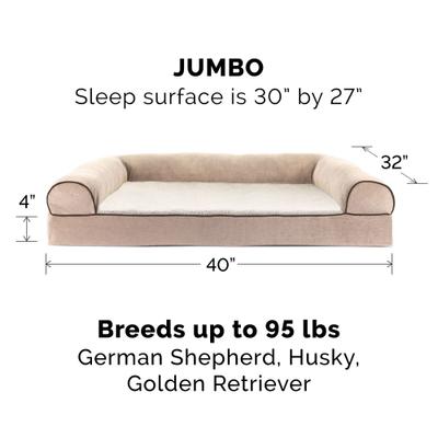 Show full view: FurHaven Faux Fleece Memory Top Bolster Dog Bed with Removable Cover, Cream, Jumbo slide 5 of 11