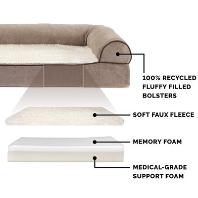 Show full view: FurHaven Faux Fleece Memory Top Bolster Dog Bed with Removable Cover, Cream, Jumbo slide 6 of 11