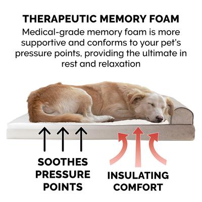Show full view: FurHaven Faux Fleece Memory Top Bolster Dog Bed with Removable Cover, Cream, Jumbo slide 7 of 11